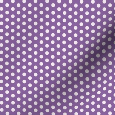 Polka Dots- White on Orchid Purple- Mini- Petal Solids Match- Solid Color- Violet- Plum- Lilac- Halloween