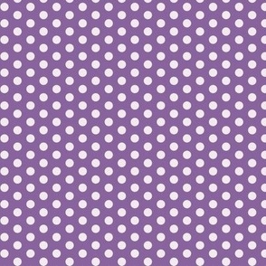 Polka Dots- White on Orchid Purple- Mini- Petal Solids Match- Solid Color- Violet- Plum- Lilac- Halloween