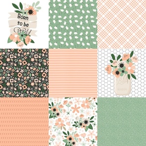 Peach and Green Floral Patchwork