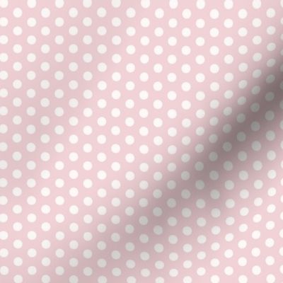 Polka Dots- White on Cotton Candy Pink- Mini- Petal Solids Match- Solid Color- Rose- Baby Girl