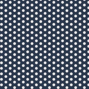 Polka Dots- White on Navy Blue- Mini- Petal Solids Match- Solid Color- Neutral- Classic Dark Blue