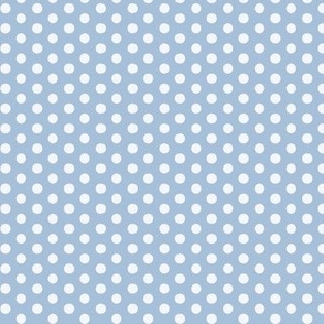 Polka Dots- White on Sky Blue- Mini- Petal Solids Match- Solid Color- Neutral- Pastel Light Blue