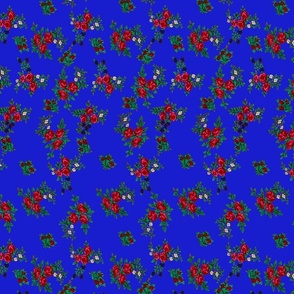 Small Floral Folk Print - Blue