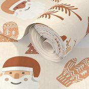 neutral christmas fabric - cute holiday sleighs Santa fabric