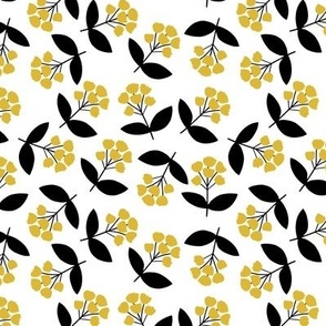 Ditsy yellow and black flowers