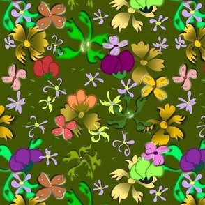 Bunch of flowers with green background