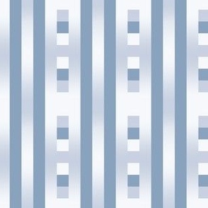 GRST1 -  Coastline Stripes in Cadet Blue Gradients with Checked Embellishment - 2 inch repeat