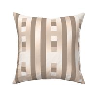 Gradient Stripes with Checked Accents in Monochromatic Beige - 1 Inch Stripes