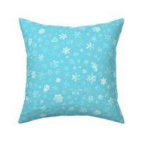 photographic snowflakes on pale cyan (large snowflakes)