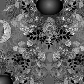 Witch's Garden Under the Moon (Grey large scale)  