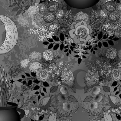 Witch's Garden Under the Moon (Grey small scale)  