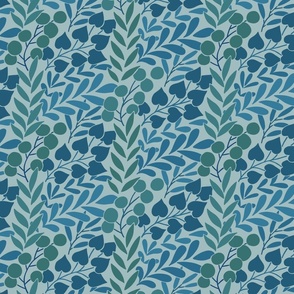 Botanical leaves. Blue  leaves design pattern