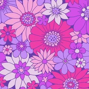 Retro Daisy Floral - Purple Dreams - Large