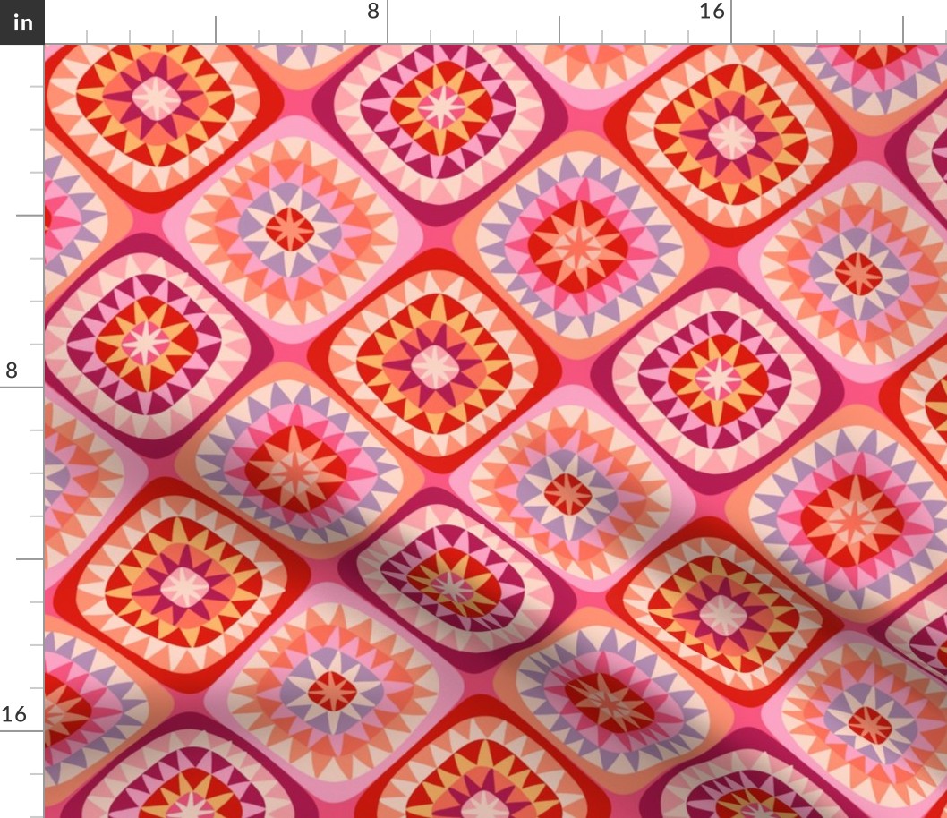 sparkling squares XL scale diamonds retro pink by Pippa Shaw