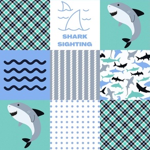 Mint and Blue Shark Patchwork