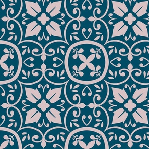 Decorative Tile - Pink on Blue (medium)
