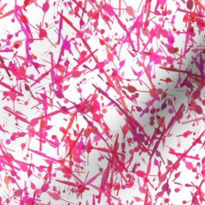 Abstract Reeds - WH02-L - Watercolor Splatter Paint - Strong Pink Magenta Orange White - 3H-Art - Modern Abstract Seamless Pattern