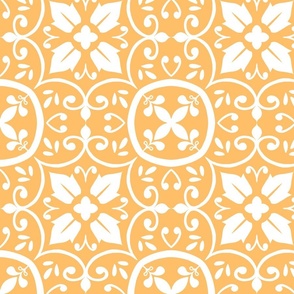 Decorative Tile - White on Yellow (medium)