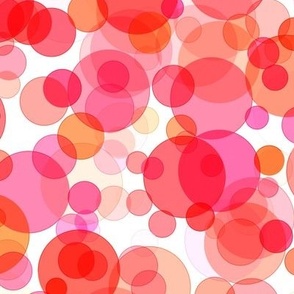 Happy Bubble Mania In Red Pink Orange - 01-L - Watercolor Splash Paint - Geometric - Circles - 3H-Art - Modern Abstract-Seamless Pattern