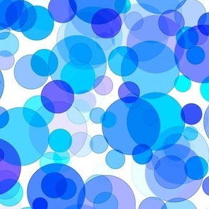Happy Bubble Mania In Blue Turquoise - 02-L - Watercolor Splash Paint - Geometric - Circles - 3H-Art - Modern Abstract-Seamless Pattern