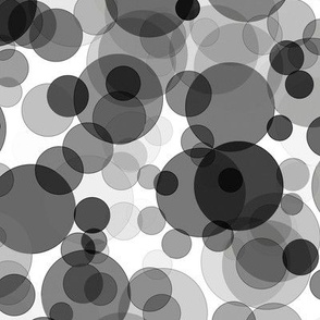 Happy Bubble Mania In Black And White - 05-L - Watercolor Splash Paint - Geometric - Circles - 3H-Art - Modern Abstract-Seamless Pattern
