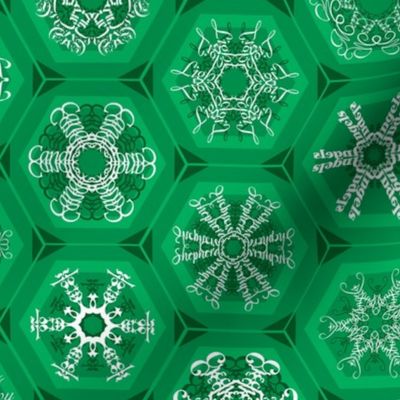 green snowflake mini-ornaments