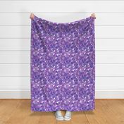 Grunge Bubbles Faded Violets - 01-M - Distressed - Lilac Orchid Plum Amethyst White Circles - 3H-Art - Geometric Pattern - Abstract Modern Design