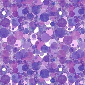 Grunge Bubbles Faded Violets - 01-M - Distressed - Lilac Orchid Plum Amethyst White Circles - 3H-Art - Geometric Pattern - Abstract Modern Design