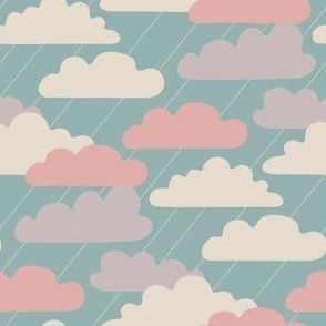 STORM CLOUDS Rainy Outdoors Weather Stormy Autumn Winter Rain in Cozy Hygge Pastel Blue Pink Purple White - TINY Scale - UnBlink Studio by Jackie Tahara