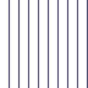 Narrow navy blue stripes on white - vertical - 1/4 inch navy stripe on white, 2 inch repeat.