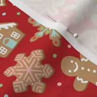 Gingerbread Cookies - Red Multi, Large Scale