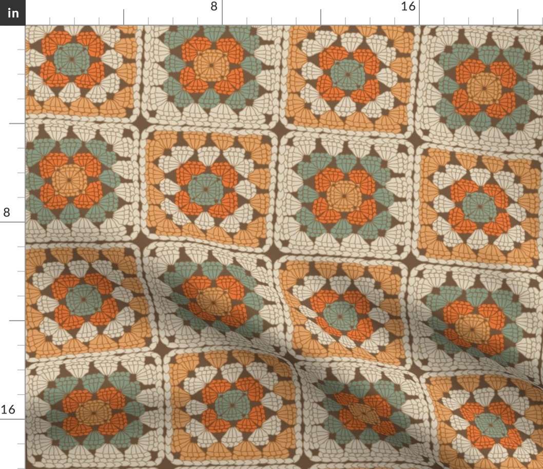 Squares Fabric Granny Squares by Laura_may_designs Crochet 70s Retro Bright  Vintage Style Bold Boho Fabric by the Yard by Spoonflower 