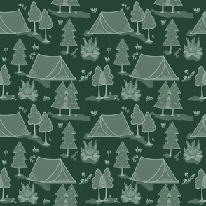 Camping in the Woods - Dark Green
