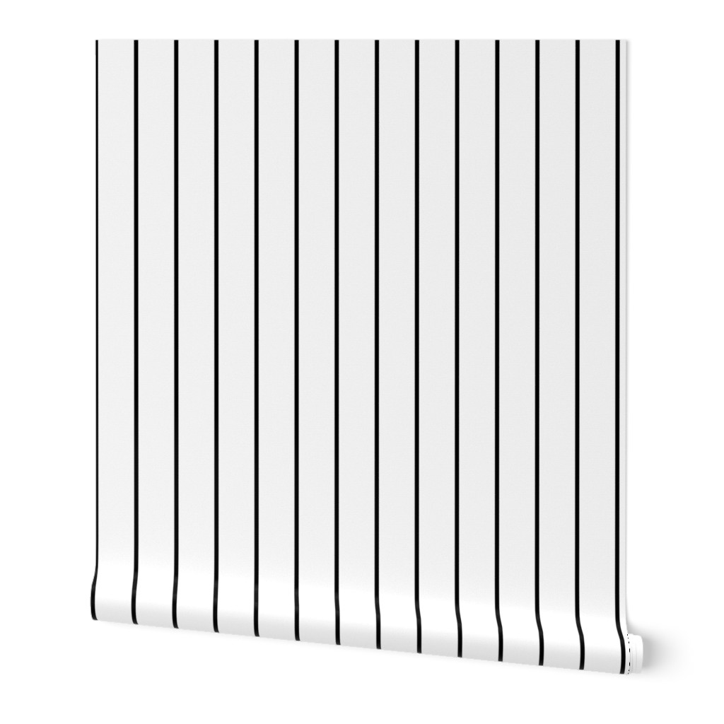 2 inch Classic Vertical Black Baseball Stripe Lines On White