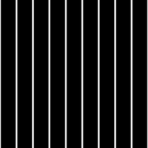 2 inch Classic Vertical White Baseball Stripe Lines On Black