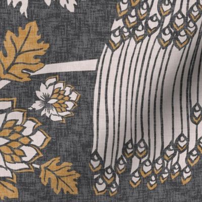 Peacock Garden {Silver Gold Grey Linen} jumbo