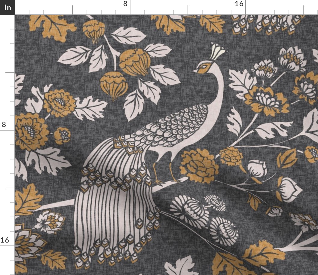 Peacock Garden {Silver Gold Grey Linen} jumbo