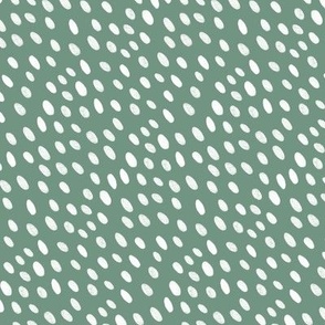 Diagonal Polka Dots in White on Soft Green