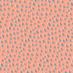 Retro Grey Shaded Dot on Coral Pink