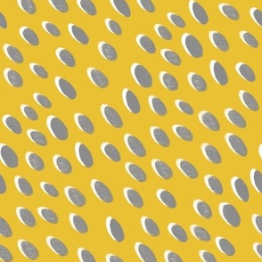 Grey Sketch Polka Dot on Bold Gold Yellow