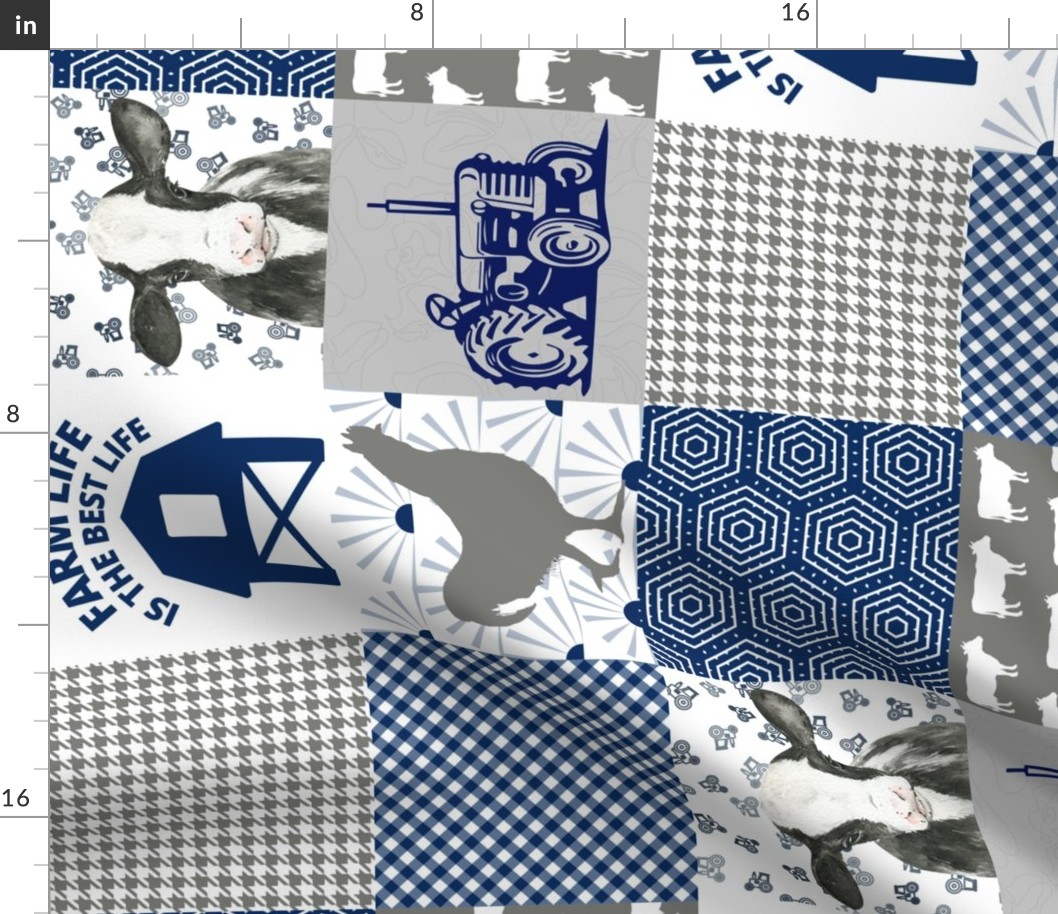 Blue Farm Quilt Layout for Spoonflower