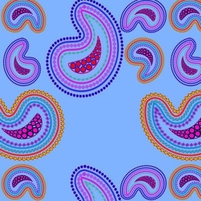 Paisley art with light blue background