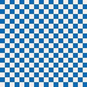 Oktoberfest plaid gingham checkerboard in blue white traditional german Munich blue on ivory SMALL