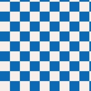 Oktoberfest plaid gingham checkerboard in blue white traditional german Munich blue on ivory LARGE