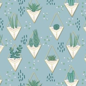 Geometric plant design blue