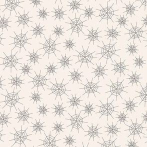 Deepest Charcoal grey and soft off white spiderwebs - for Halloween home decor_ kids apparel_ adult apparel_ cute baby onesies_ festive costumes and crafts_ patchwork_ quilting