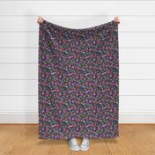 Confetti flowers Spring party Multicolored Navy Micro