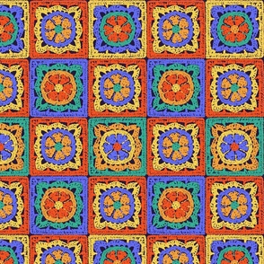 Granny Square Crochet -  Medium - Bright