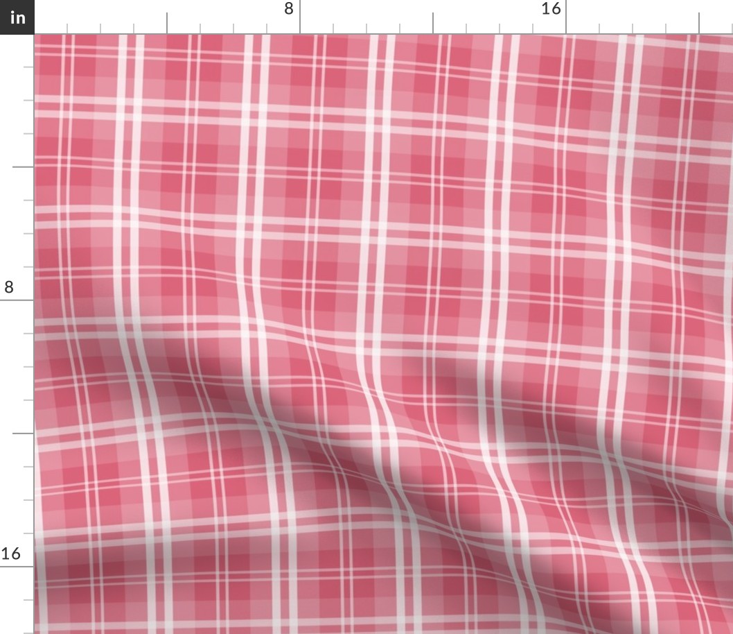 Faded and Shaded Nantucket Red and White Tartan Plaid Check