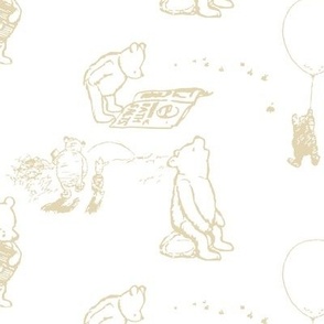 Winnie the Pooh with Beige Lines on White